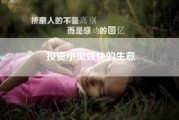 投资小见效快的生意?想做点小生意，什么项目投资少又稳定?